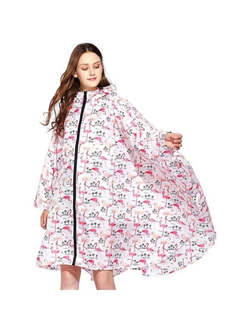 Rain Poncho for Women Hooded Jacket Waterproof Reusable Rain Coat with Pockets